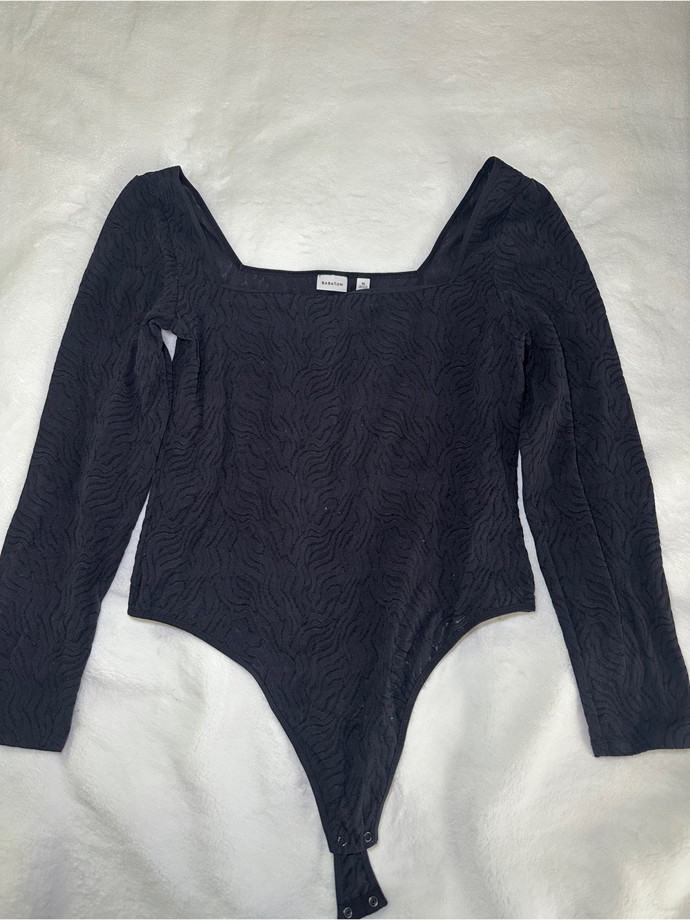 Babaton Black Long-Sleeve Square-Neck Bodysuit